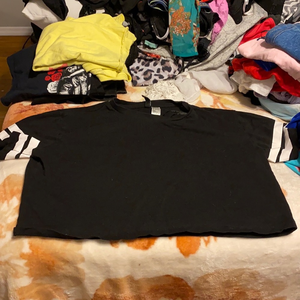 Black crop top with stripes